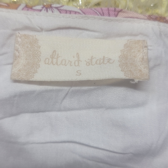 Altar'd State Crop Top sz Small Bell Sleeves Pink Flower Paisley Tie Wrap Blouse - Picture 5 of 10